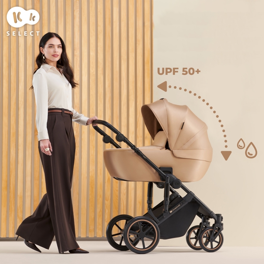 KINDERKRAFT SELECT - Kombinirani voziček 3v1 PRIME 2 Premium Sandrose bež + avtosedež