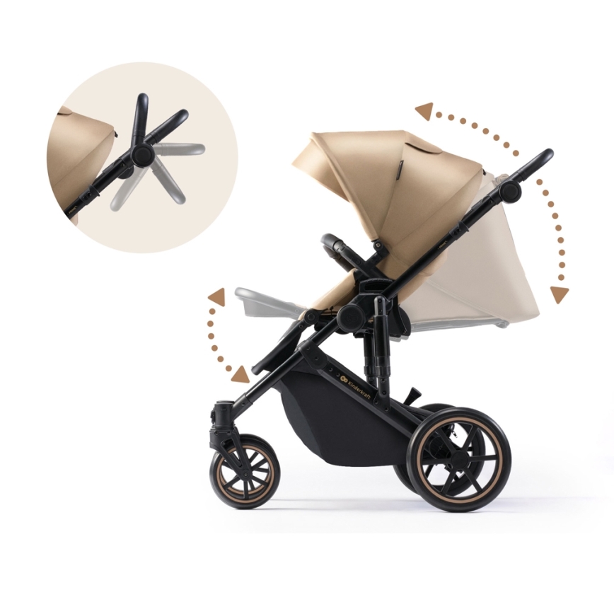 KINDERKRAFT SELECT - Kombinirani voziček 3v1 PRIME 2 Premium Sandrose bež + avtosedež
