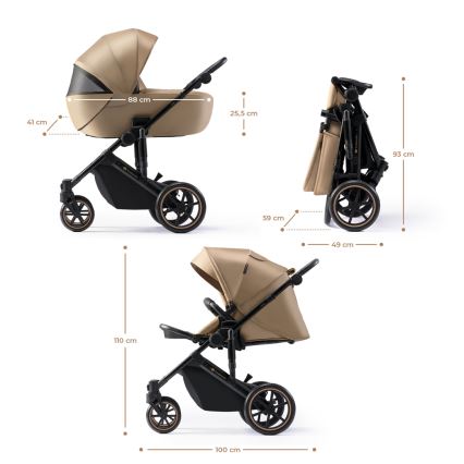 KINDERKRAFT SELECT - Kombinirani voziček 3v1 PRIME 2 Premium Sandrose bež + avtosedež