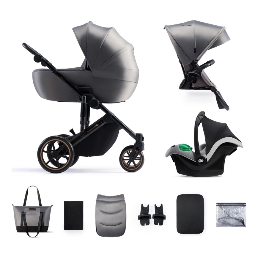KINDERKRAFT SELECT - Kombinirani voziček 3v1 PRIME 2 Premium Shadow siva + avtosedež