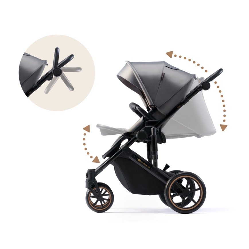 KINDERKRAFT SELECT - Kombinirani voziček 3v1 PRIME 2 Premium Shadow siva + avtosedež