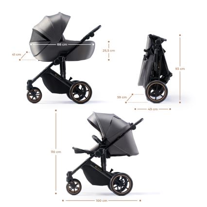 KINDERKRAFT SELECT - Kombinirani voziček 3v1 PRIME 2 Premium Shadow siva + avtosedež