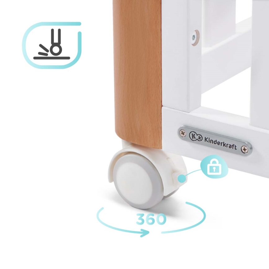 KINDERKRAFT SELECT - Otroška posteljica 4v1 KOYA Premium bukev/borovina