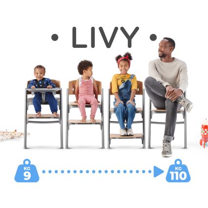 KINDERKRAFT SELECT - Otroški jedilni stol 3v1 LIVY Premium hrast