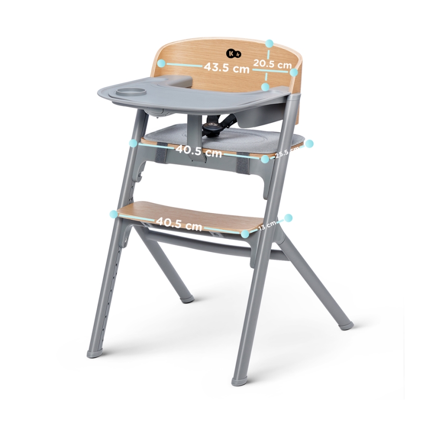 KINDERKRAFT SELECT - Otroški jedilni stol 3v1 LIVY Premium hrast