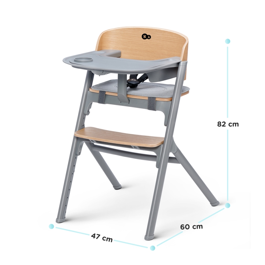 KINDERKRAFT SELECT - Otroški jedilni stol 3v1 LIVY Premium hrast + ležalnik CALMEE