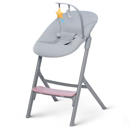 KINDERKRAFT SELECT - Otroški jedilni stol 3v1 LIVY Premium Aster roza + lounger CALMEE
