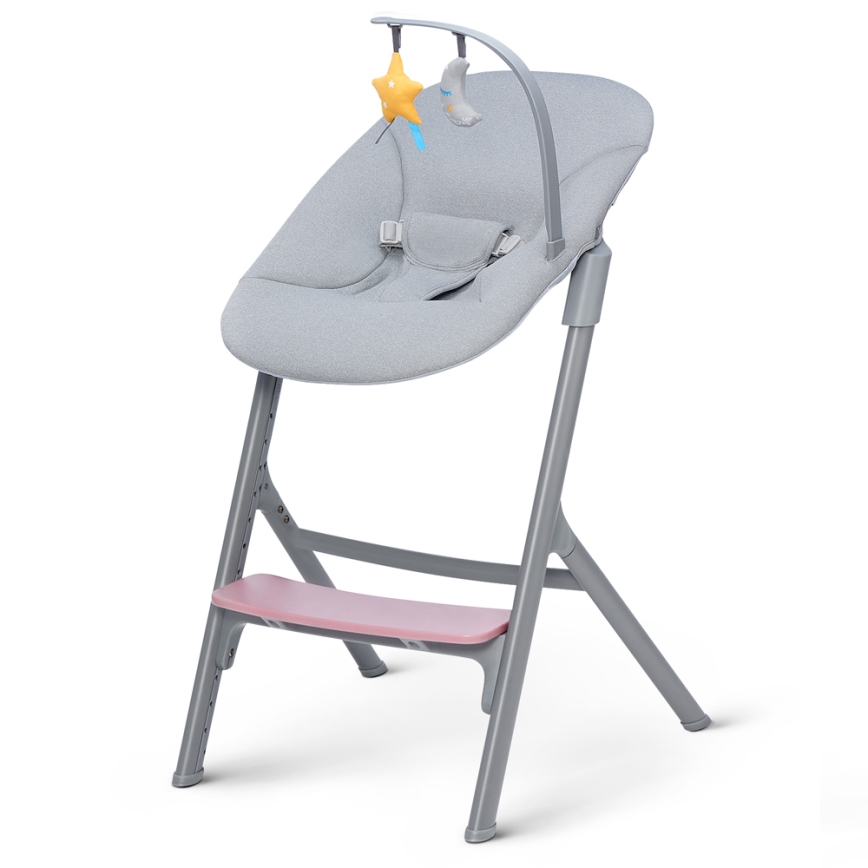 KINDERKRAFT SELECT - Otroški jedilni stol 3v1 LIVY Premium Aster roza + lounger CALMEE