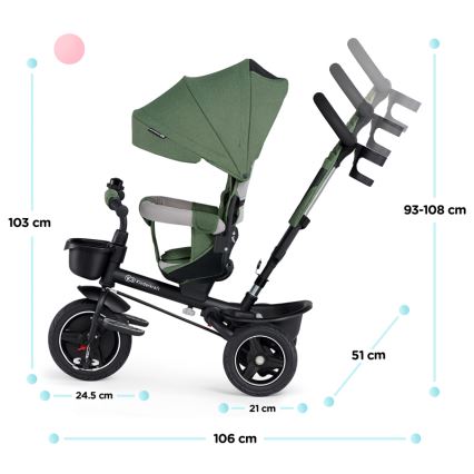 KINDERKRAFT SELECT - Otroški tricikel SPINSTEP Premium zelena