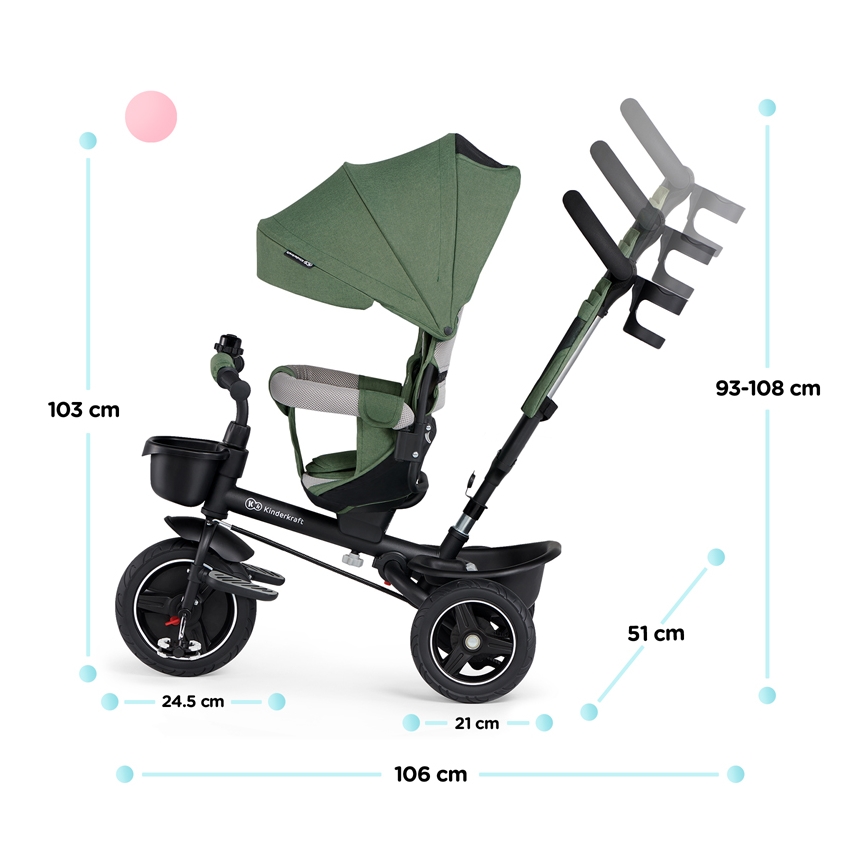KINDERKRAFT SELECT - Otroški tricikel SPINSTEP Premium zelena