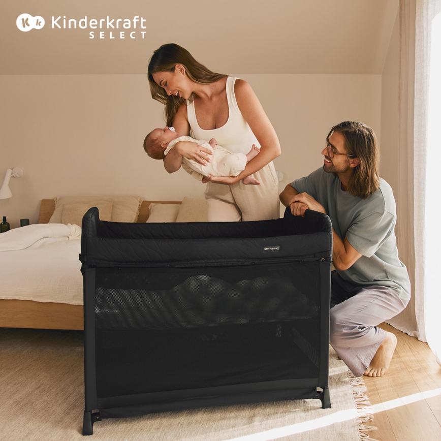 KINDERKRAFT SELECT - Potovalna posteljica MOON DREAM črna