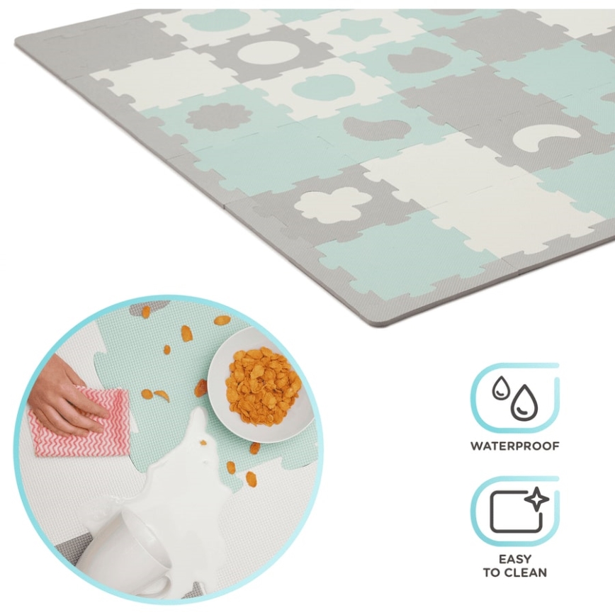 KINDERKRAFT - Sestavljanka iz pene LUNO 30pcs siva/mint