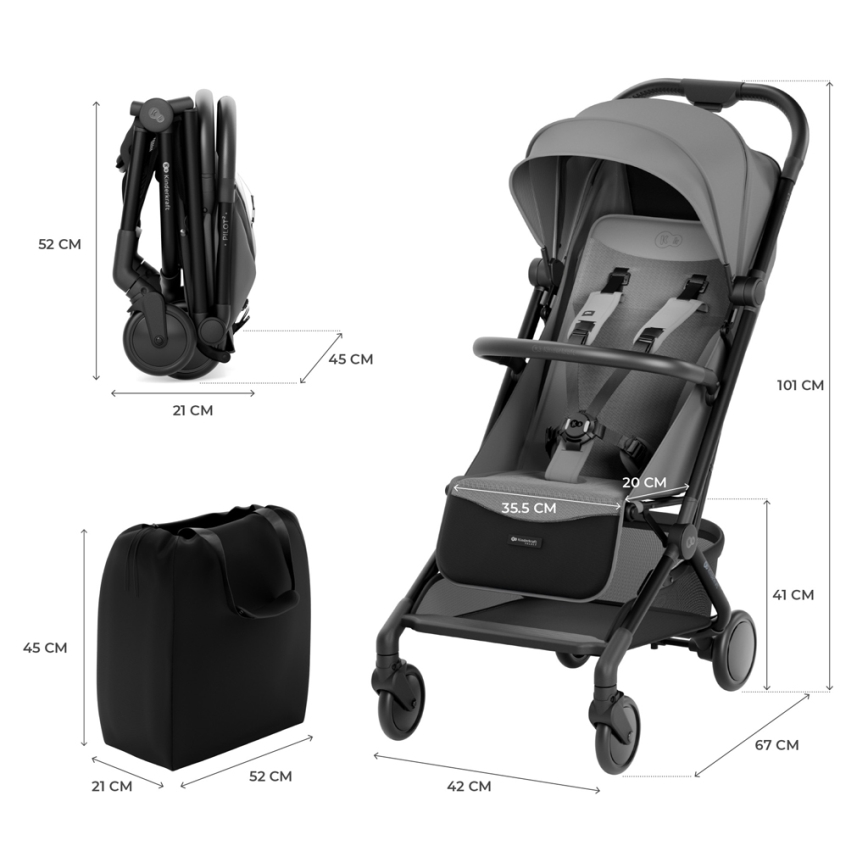 KINDERKRAFT SELECT - Športni voziček PILOT 2 siva
