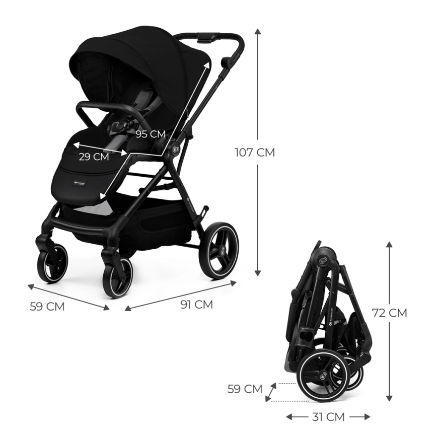 KINDERKRAFT SELECT - športni voziček YOXI Pure black