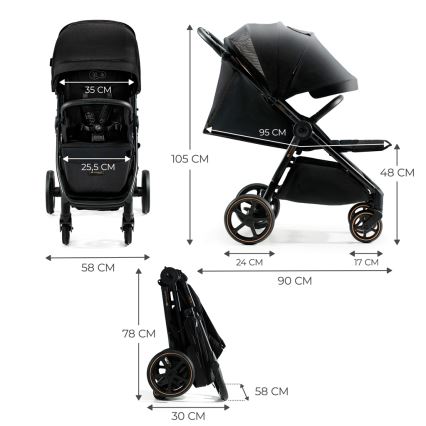 KINDERKRAFT SELECT - Voziček MITZY Ink črna