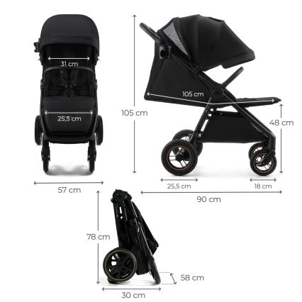 KINDERKRAFT - Športni voziček MITZY Air črn