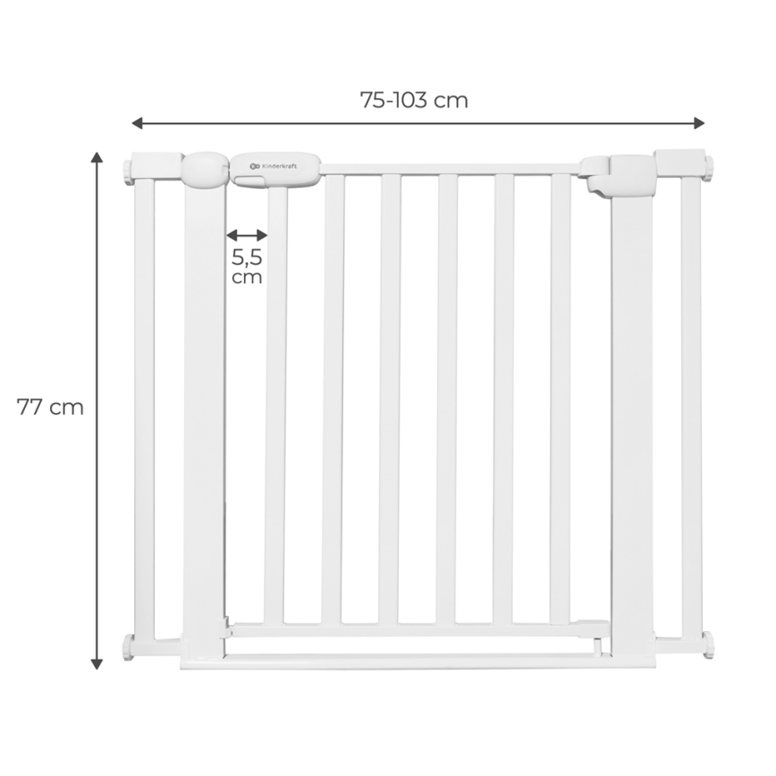 KINDERKRAFT - Varnostna pregrada LOCK&GO 75-103 cm bela