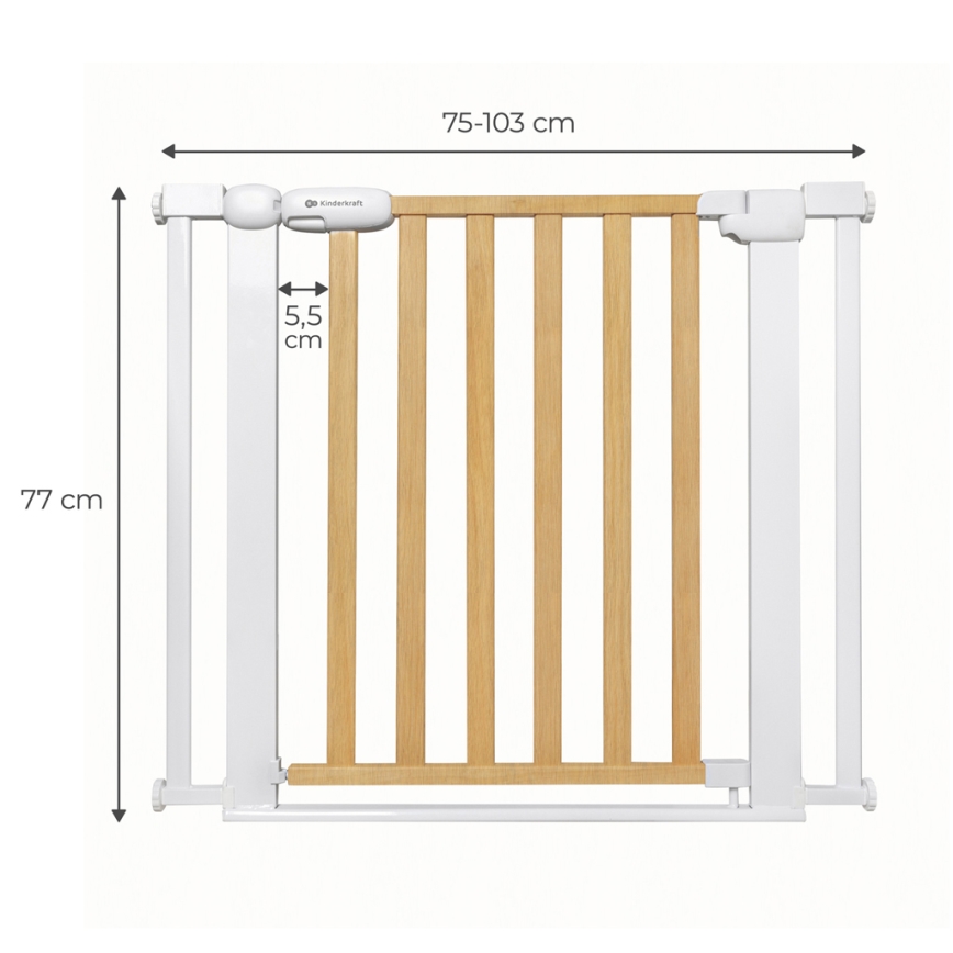 KINDERKRAFT - Varnostna pregrada LOCK&GO 75-103 cm bor