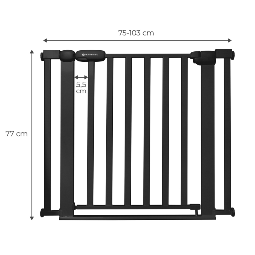 KINDERKRAFT - Varnostna pregrada LOCK&GO 75-103 cm črna