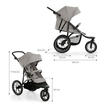 KINDERKRAFT - Voziček HELSI2 siva