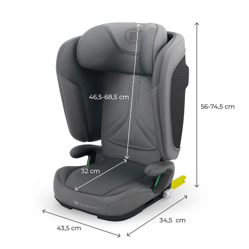 KINDERKRAFT - zložljiv avtosedež UNITY 2 i-Size 100-150 cm siv