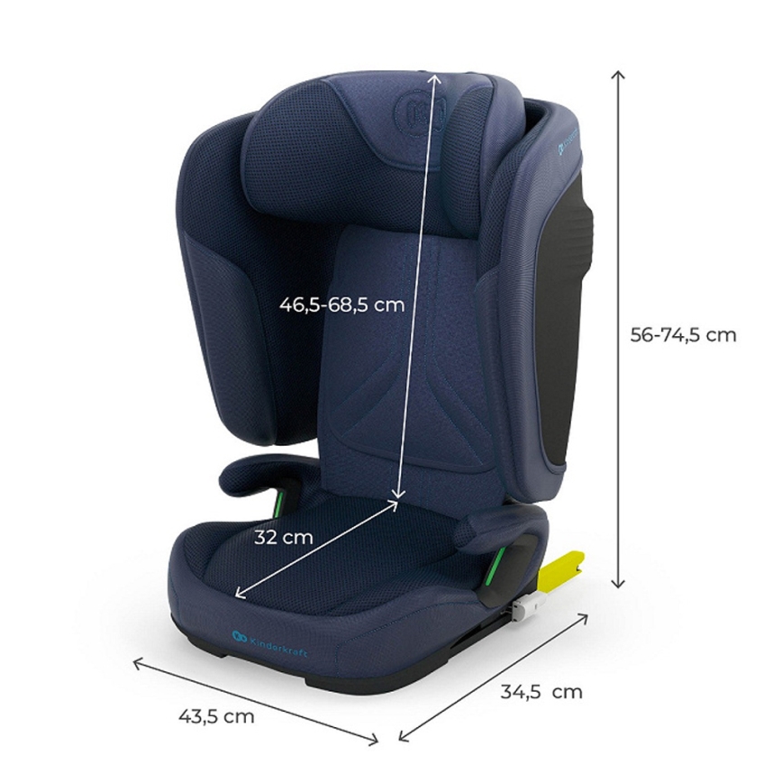 KINDERKRAFT - Zložljiv otroški avtosedež UNITY 2 i-Size 100-150 cm temno moder
