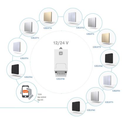 Kinetično brezžično stikalo 2P IP67 v zlati barvi