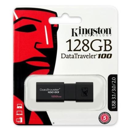 Kingston - Flash Drive DATATRAVELER 100 G3 USB 3.0 128GB črn