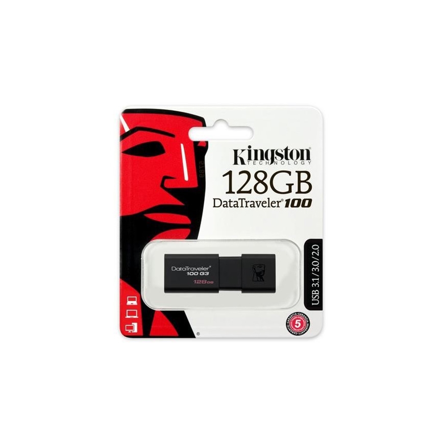 Kingston - Flash Drive DATATRAVELER 100 G3 USB 3.0 128GB črn