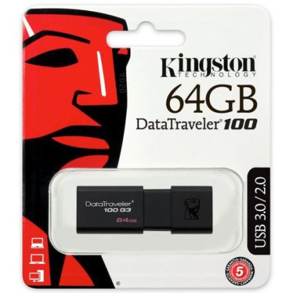 Kingston - Flash Drive DATATRAVELER 100 G3 USB 3.0 64GB črn