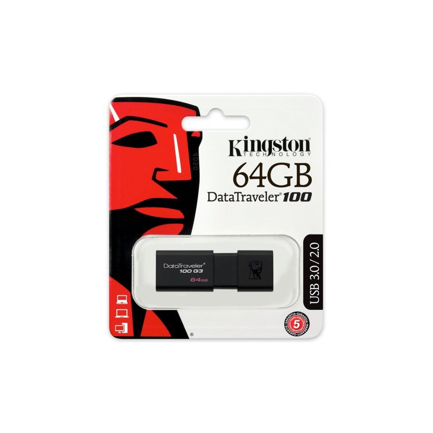 Kingston - Flash Drive DATATRAVELER 100 G3 USB 3.0 64GB črn