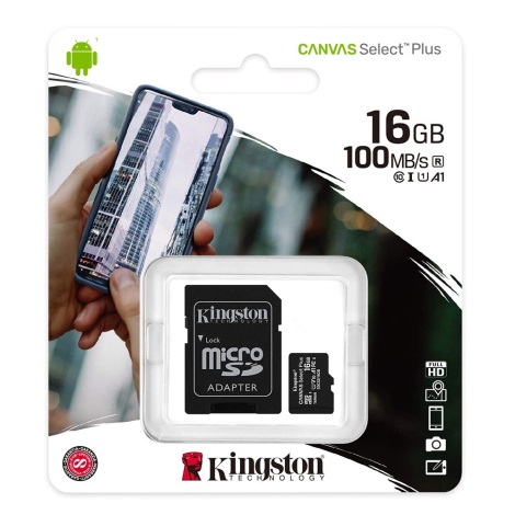 Kingston - MicroSDHC 16GB Canvas Select Plus U1 80MB/s + SD adapter