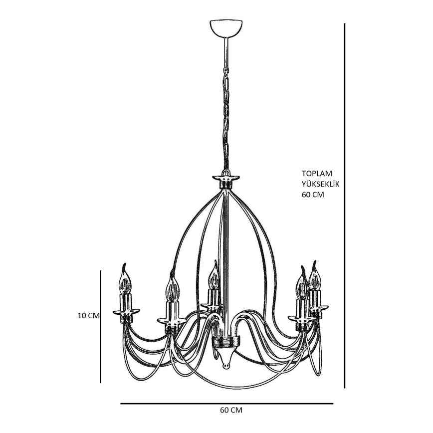 Klassična viseća lampa 5xE14/40W/230V bronza