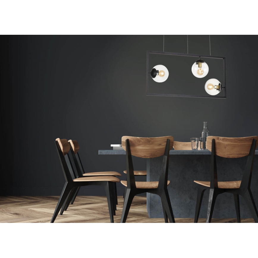 Lestenec na vrvici REY 3xE27/7W/230V črna