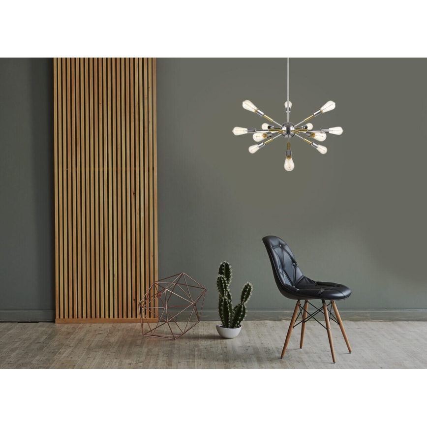 Lestenec na drogu COMET 12xE27/11W/230V sijajni krom/zlata