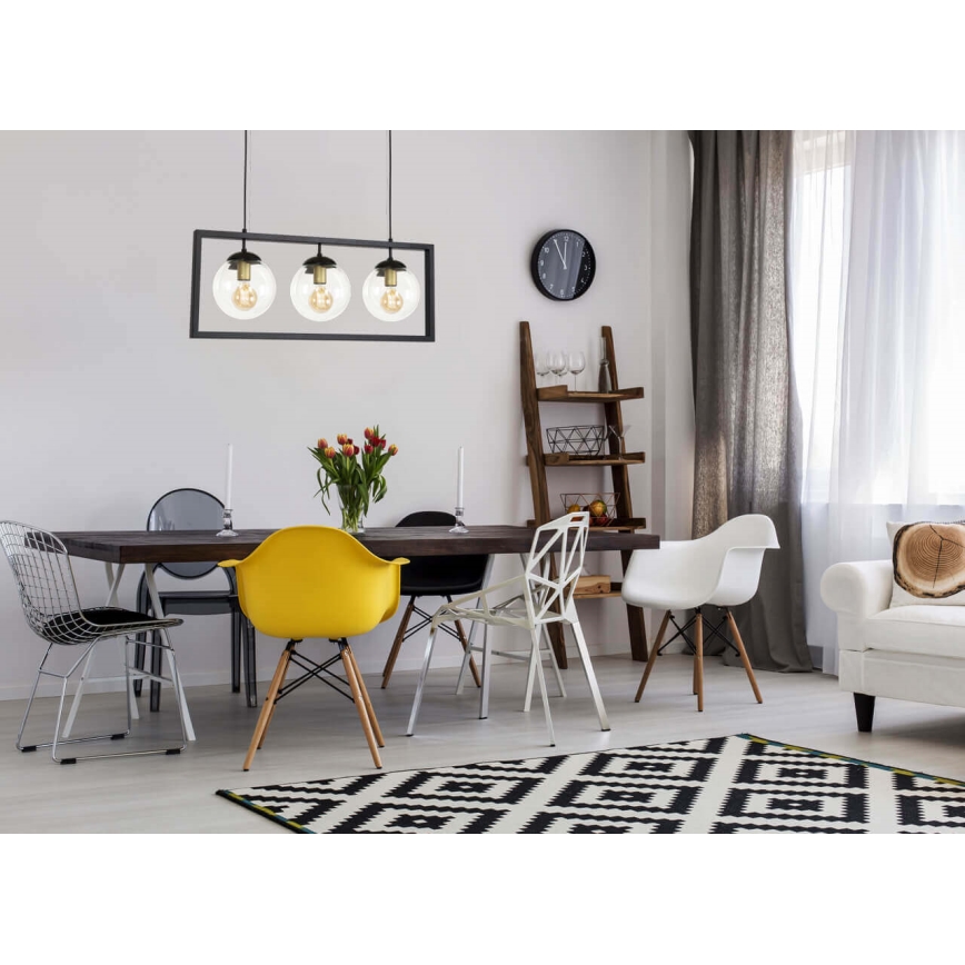 Lestenec na vrvici REY 3xE27/7W/230V črna