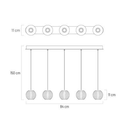 LED Lestenec na vrvici ESMOND 5xLED/4,8W/230V sijajni krom