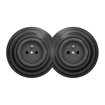 Kliklap - Dvojna retro stenska vtičnica s okvirjem, 230 V, antracit