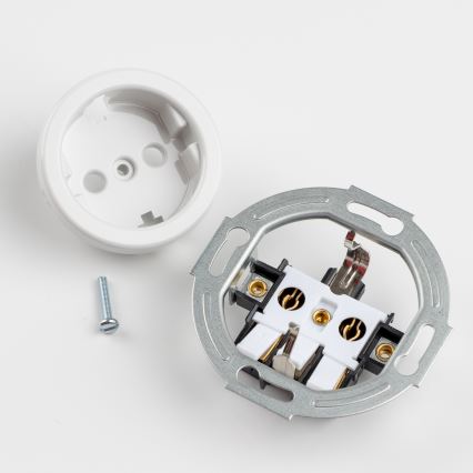 Kliklap - Dvojna retro hišna vtičnica z okvirjem SCHUKO 230 V/16 A, keramična, bela