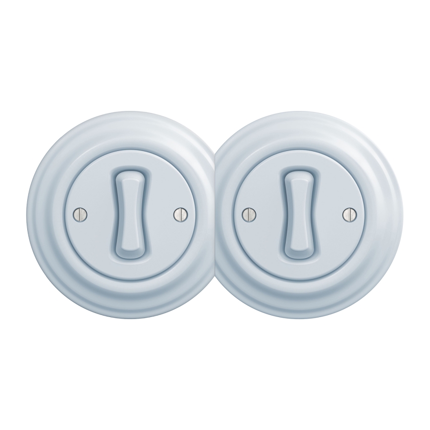 Kliklap - dvojno retro enopolno stikalo z okvirjem št. 1, modro