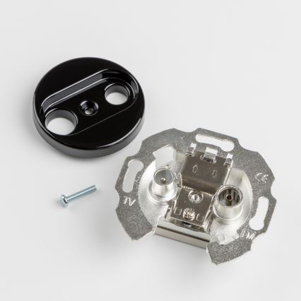 Kliklap - Retro antenska vtičnica TV+R (prehodna) s črnim okvirjem