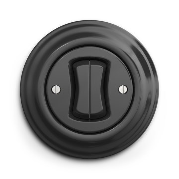 Kliklap - Retro antracitno dvojno stikalo za stopnišče z okvirjem št. 6+6