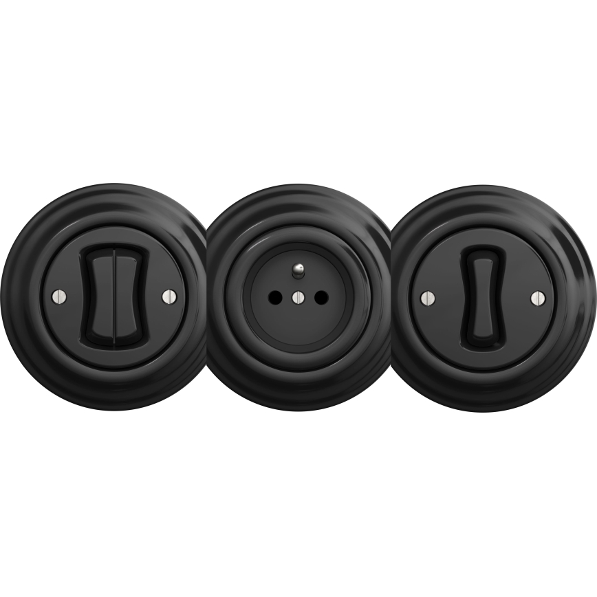 Kliklap - Retro domača vtičnica brez okvirja 230 V črna