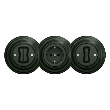 Kliklap - Retro domača vtičnica brez okvirja SCHUKO 230V/16A zelena