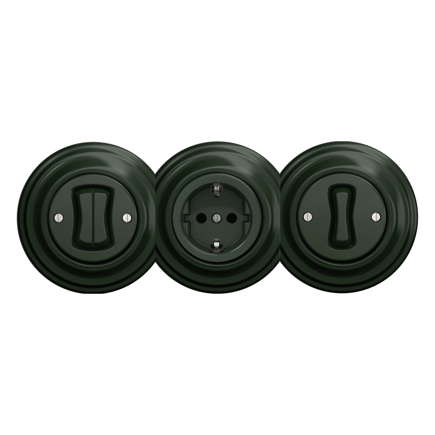 Kliklap - Retro domača vtičnica brez okvirja SCHUKO 230V/16A zelena