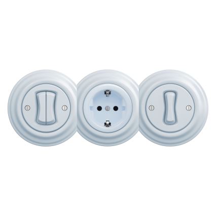 Kliklap - Retro domača vtičnica SCHUKO 230V/16A brez okvirja, modra