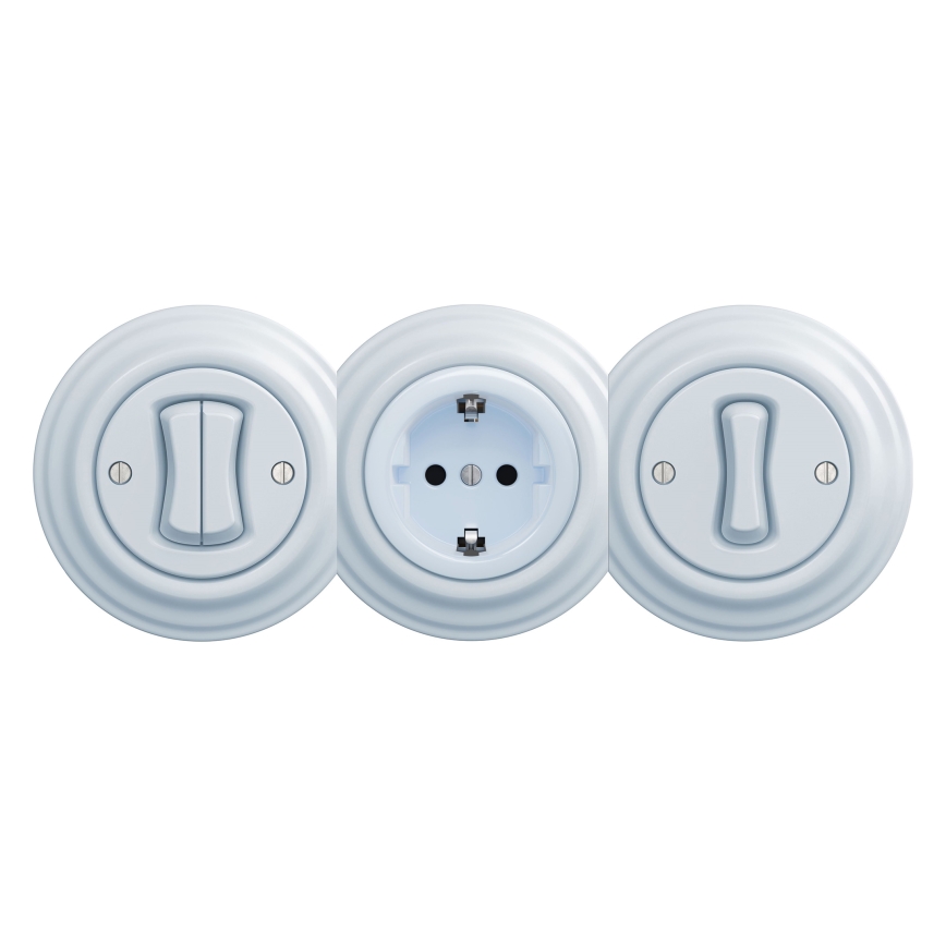 Kliklap - Retro domača vtičnica SCHUKO 230V/16A brez okvirja, modra