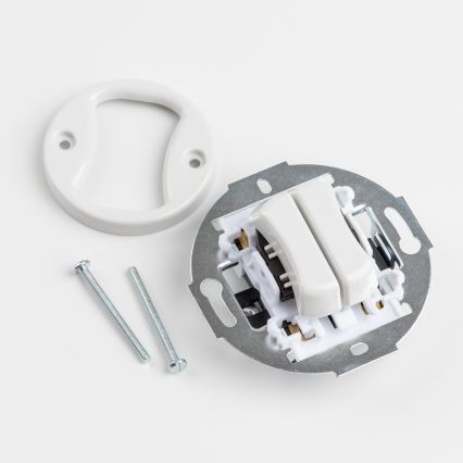 Kliklap - Retro dvojno stikalo brez okvirja, keramično belo