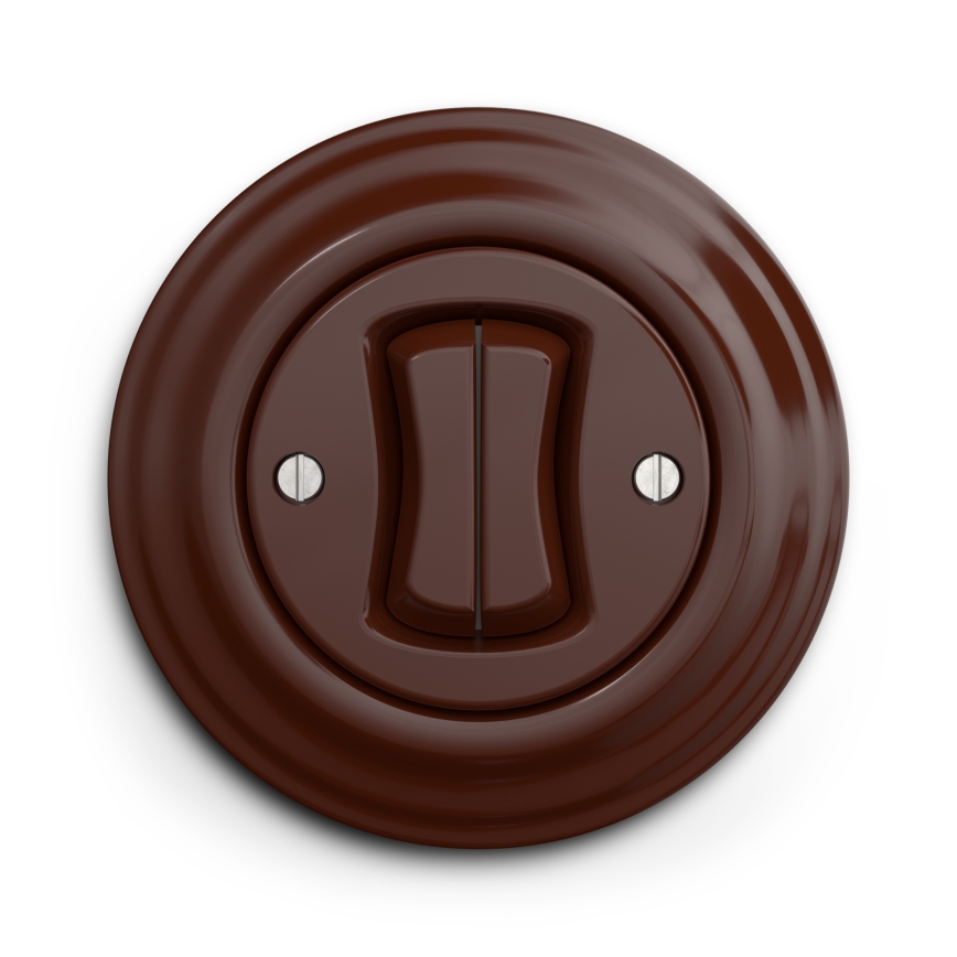 Kliklap - Retro dvojno stikalo z okvirčkom, rjave barve