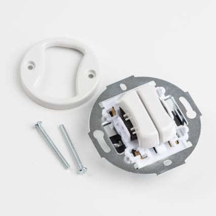 Kliklap - Retro dvojno stikalo z okvirjem, keramično belo